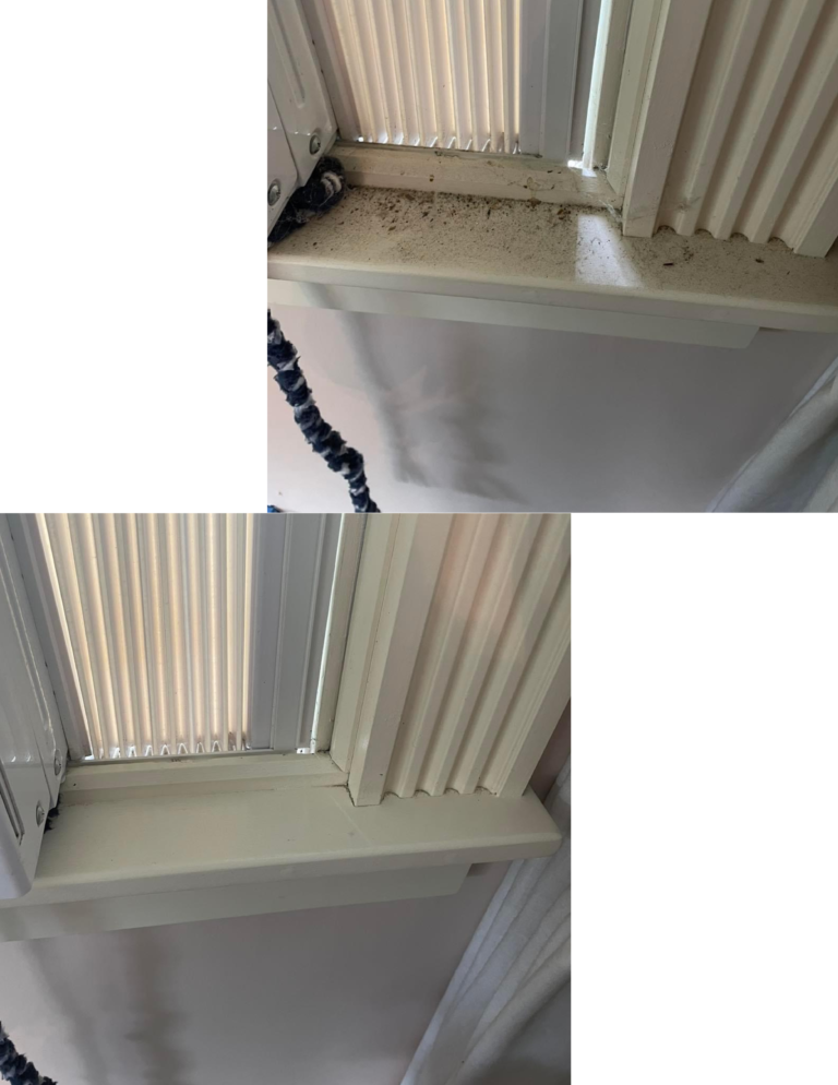 A&H Natural Cleaning windowsill before and after