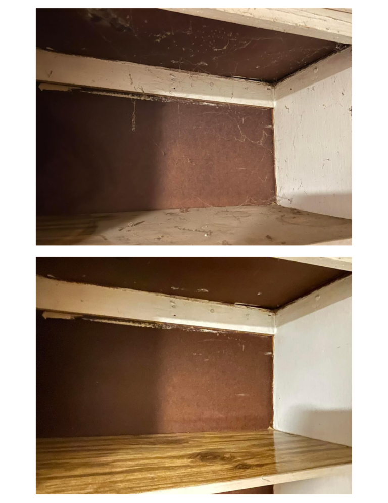 A&H Natural Cleaning before and after cupboard